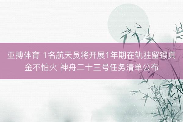亚搏体育 1名航天员将开展1年期在轨驻留锻真金不怕火 神舟二十三号任务清单公布
