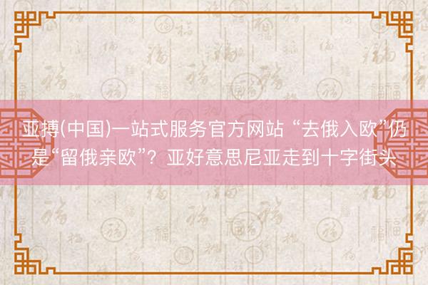 亚搏(中国)一站式服务官方网站 “去俄入欧”仍是“留俄亲欧”？亚好意思尼亚走到十字街头