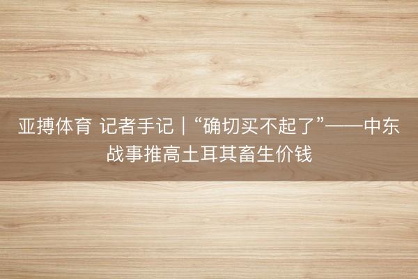 亚搏体育 记者手记｜“确切买不起了”——中东战事推高土耳其畜生价钱