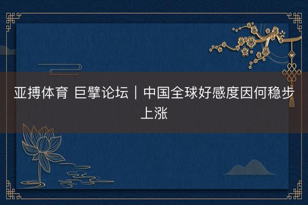 亚搏体育 巨擘论坛｜中国全球好感度因何稳步上涨