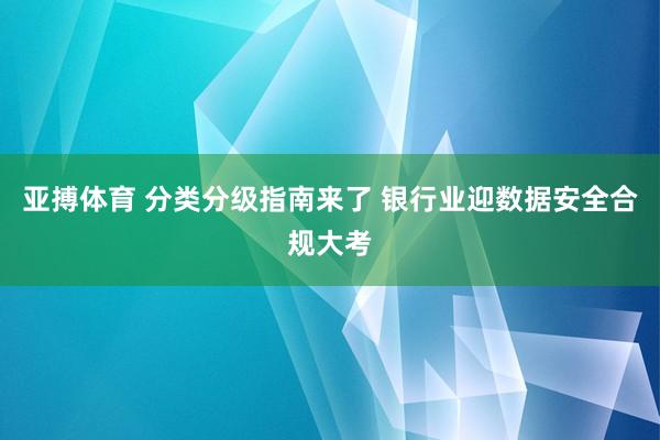 亚搏体育 分类分级指南来了 银行业迎数据安全合规大考